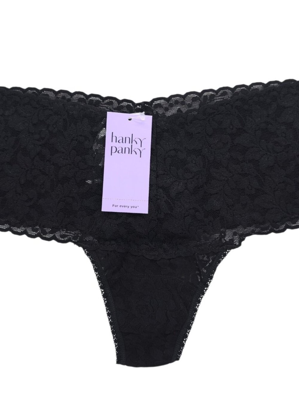 NWT HANKY PANKY Signature Lace Retro Thong Panties Black ONE SIZE 0-12